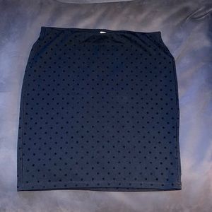 Black Mini Skirt with Velvet Polka Dots